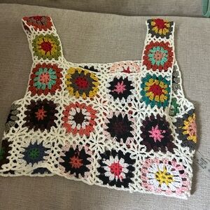 Colorful Crochet Patchwork Top